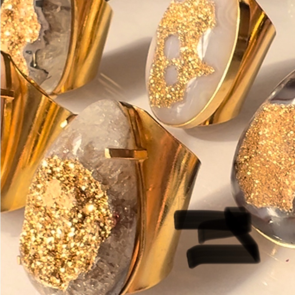Druzy Agate Natural Statement Rings - image 1
